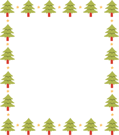 Bright Handdrawn Christmas Tree Frame